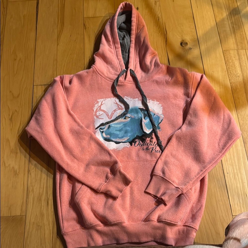 Pink Hoodie with Blue Dog Print